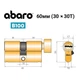 Дверной цилиндр ABARO B100 30/30 ключ/вороток 60 мм полированная латунь - изображение 2