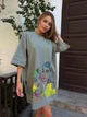 Хлопковое платье-футболка с рисунком цвета хаки 38804 One Size - изображение 3