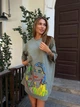 Хлопковое платье-футболка с рисунком цвета хаки 38804 One Size - изображение 5