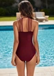 Закритий купальник FS Aqua Sport Stracolj Kostium L Бордовий (9963) - зображення 4