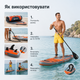 Надувна SUP дошка Rebel Active RBA-4507-OR 335×84×15 см до 170 кг Orange з веслом, сидінням каяка, насосом, рюкзаком, повідцем - зображення 4