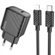 Зарядний пристрій Hoco CS22A Value 1USB-C PD30W + Type-C to Lightning Cable Black - зображення 1