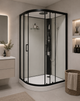 Душовий бокс VERONIS BN-4-120 Black 120×80×215 см, правий, низький піддон, прозоре скло, гідромасаж - изображение 1