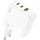 Зарядний пристрій Hoco PD 65 Вт GaN трипортовий (2 USB-C, 1 USB-A) Білий (C115A) - зображення 1