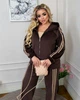 Бархатный спортивный костюм женский однотонный с лампасами двунитка 42-46 шоколад (коричневый) - изображение 5