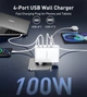 Мережевий зарядний пристрій Choetech NexGen USB-A/3xUSB-C PD 100W GaN White (PD9002-EU-WH) - зображення 4