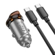 Автомобільний зарядний пристрій HOCO NZ16 Rigorous single port PD30W car charger set(C to C) Metal Grey - зображення 6