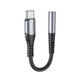 Аудіокабель HOCO LS33 Type-C to 3.5 female, nylon braid, 0,12m, Metal Gray - зображення 1