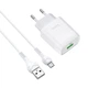 Мережевий зарядний пристрій з кабелем HOCO C72Q Glorious single port QC3.0 charger set(Micro) 18W White - зображення 3