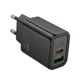 Мережевий зарядний пристрій Hoco N63 Gentle GaN PD30W USB+Type-C Black - зображення 1
