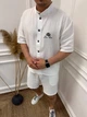 Мужской летний костюм Loro Piana рубашка + шорты белый M 4432 - изображение 2