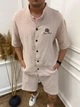 Мужской летний костюм Loro Piana рубашка + шорты бежевый M 4433 - изображение 1