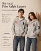 Толстовка Polo Ralph Lauren серый унисекс - на замке с капюшоном, карманами, нашивкой USA и номером 3 на рукаве размер L - изображение 2
