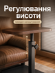 Приставний журнальний столик для роботи з ноутбуком з регульованою висотою 45–80 см зі стільницею з натурального дерева та металевою основою 40×30 см - зображення 3
