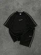 Костюм чоловічий базовий шорти і футболка з вишивкою Nike чорний S - зображення 1