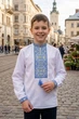 Підліткова вишита сорочка на хлопчика Філіп, біла, синій колір вишивки, поплін, 140 - зображення 3