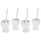Zestaw podstawek do jajek Excellent Houseware z łyżeczkami porcelanowe białe 4 szt (8711295042157) - obraz 4