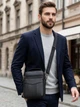 Сумка планшет через плече чоловіча з натуральної шкіри Vintage leather-20345 Чорна - зображення 2
