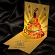 Музыкальная поздравительная открытка «Happy Birthday» с объемным тортом внутри и подсветкой Красный - изображение 1