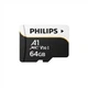Карта памяти PHILIPS microSDXC 64GB UHS-I U3 V30 A1 + SD-адаптер (FM23TF-K) - изображение 1