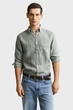 Чоловіча м'ятна лляна сорочка GMNT DYED Gant XL 3240120 - зображення 1