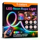 Світлодіодна LED стрічка RGB IC 5 м USB 5V, неонова гнучка підсвітка з пультом і додатком, IP68 - зображення 3
