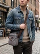 Сумка кросс боди через плечо мужская Vintage leather-21244 Серая - изображение 2