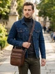 Сумка планшет через плечо мужская из натуральная кожи Vintage leather-21275 Коричневая - изображение 2