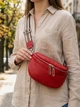 Сумка на пояс бананка женская из натуральная кожи Vintage leather-22081 Красная - изображение 2