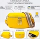Сумка на пояс бананка женская из натуральная кожи Vintage leather-22116 Желтая - изображение 14