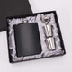 Подарунковий набір для напоїв 4в1 Silver-Black, фляга 230 мл, 2 стопки та лійка, чорний - зображення 1
