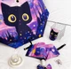 Автоматична парасолька з принтом кошеням у стилі Зоряної Ночі Ван Гога Black Kitty складана парасолька повний автомат від дощу і сонця, 8 спиць, рожевий (140619913) - зображення 3