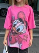 Футболка бавовняна з принтом качки Дейзі Дак оверсайз onesize чорна Daisy Duck - зображення 4