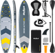 Nadmuchiwana deska SUP Rebel ACTIVE 350 x 81 x 15 cm z wiosłem, pompką i torbą do przechowywania Szara RBA4501 (5901890109871) - obraz 1