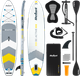 Nadmuchiwana deska SUP Rebel ACTIVE 350 x 81 x 15 cm z wiosłem, pompką i torbą do przechowywania Biała RBA4501 (5901890120678) - obraz 1