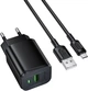 Сетевое зарядное устройство Borofone BAS82A Star single port QC3.0 charger set (Micro) (EU) Black (6941991126727) - изображение 1