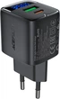 Сетевое зарядное устройство Acefast A116 PD35W GaN charger (USB-A+USB-C) with digital display Black (6974316284468) - изображение 1