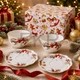 Порцеляновий набір Christmas Ribbon 2 чашки 250 мл з блюдцями з хвилястим краєм (498-370) - зображення 1