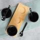 Miseczki na przekąski z łyżeczkami Vilde ceramiczne czarne 90 ml 7 elementów (5904316481582) - obraz 5
