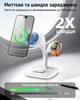 Беспроводная зарядная док станция для айфона складная LEXEGO 15W MagSafe 3в1 зарядка для айфон Apple iPhone Apple Watch AirPods с ночником (3 режима) White U-22W - изображение 2