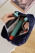 Косметичка MyCream для стайлера Dyson з відділеннями та кишенею для насадок темно синя з маленькими синіми квітами - зображення 3