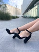 Туфли-босоножки женские замшевые с закрытым носком на высоком каблуке (3624) р. 37 черные - изображение 5