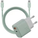 Ładowarka Energea Bazic GoPort Velox Kit USB-C/USB-A GaN 35W z kablem Green (8885020102567) - obraz 1