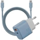 Ładowarka sieciowa Energea Bazic GoPort Velox Kit USB-C/USB-A GaN 35W z kablem Blue (8885020102550) - obraz 1