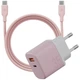 Ładowarka sieciowa Energea Bazic GoPort Velox Kit USB-C/USB-A GaN 35W z kablem Pink (8885020102574) - obraz 1