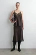 Атласна спідниця COS lace-trimmed satin midi skirt 1319627001 Eur 36 Коричневий - изображение 1