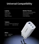 Мережевий зарядний пристрій Choetech PowiX GaN USB-A/2xUSB-C PD 65W White (PD9006-EU-WH) - зображення 5