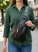 Сумка слинг через плечо женская Vintage leather-22748 Черная - изображение 2