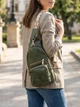 Сумка слинг через плечо женская Vintage leather-22755 Зеленая - изображение 2