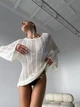Туніка-парео ажурна вільного крою з ялинковим узором Brunette Білий One size SP-4015-WH-Y - изображение 3